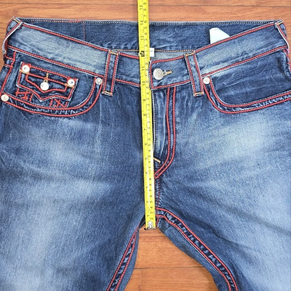 True Religion Ricky Exposed Red Chainstitch Straight Flap Jeans Men's Sz. 36